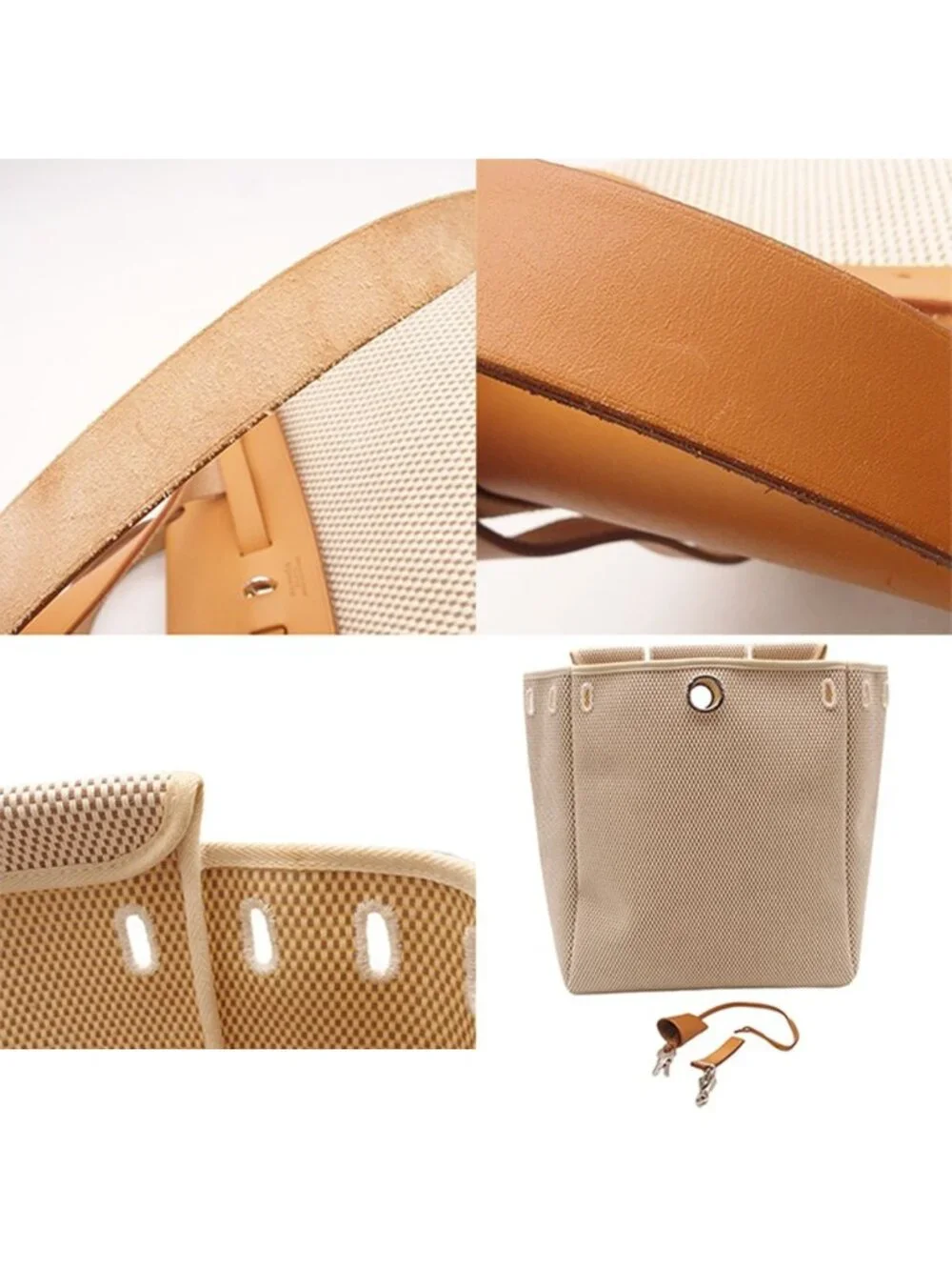 Hermes Herbag a Dos PM Natural Silver Toile Vache Backpack